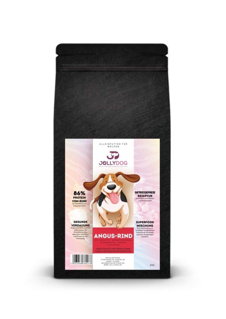 Angus-Rind mit Karotte, grünen Bohnen, Blumenkohl, Tomate & Zucchini für Welpen